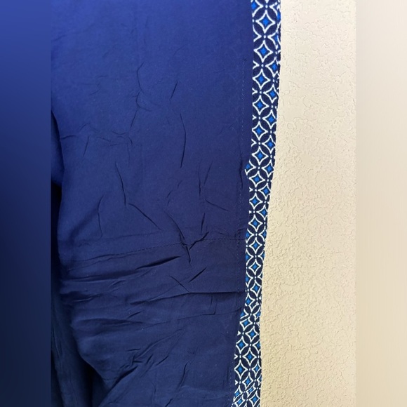 Draper James Navy & White Geometric Button Front Pull On A-Line Midi Skirt S - Picture 5 of 10